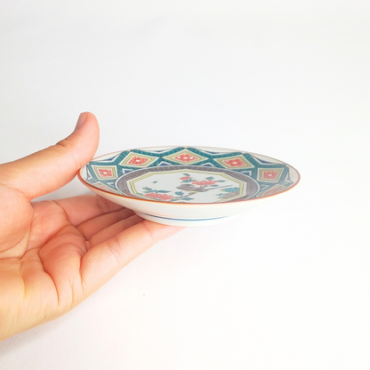 Assiette Kutani traditionnelle 10,5×2cm Fleurs et oiseaux