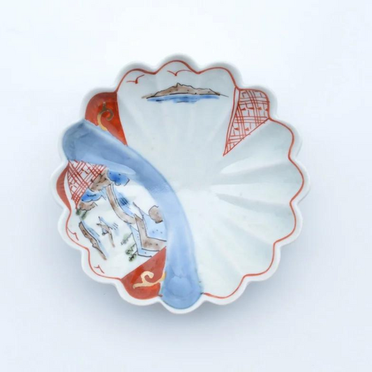 Assiette Arita-yaki Chrysanthème 12,8×3,5 cm – Petite assiette japonaise en porcelaine en forme de fleur