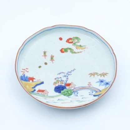 Assiette Arita-yaki ronde 19,5×3 cm – Assiette japonaise en porcelaine peinte à la main