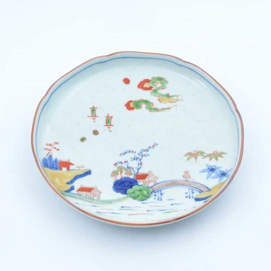 Assiette Arita-yaki ronde 19,5×3 cm – Assiette japonaise en porcelaine peinte à la main