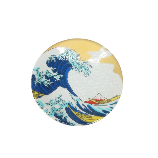 Assiette Kutani-yaki Hokusai 12×1,9 cm – Petite assiette japonaise en porcelaine