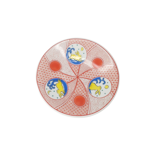 Assiette Kutani-yaki Lapin 12×1,9 cm – Petite assiette japonaise en porcelaine