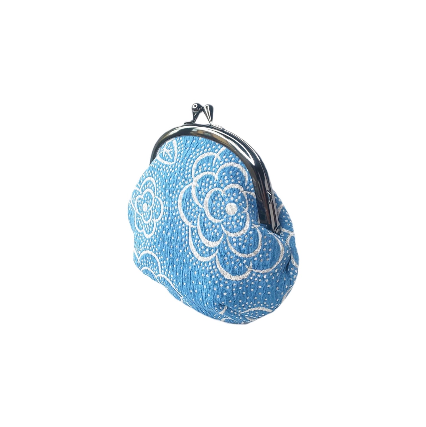 Poche Chirimen Tsubaki Camélia Blue