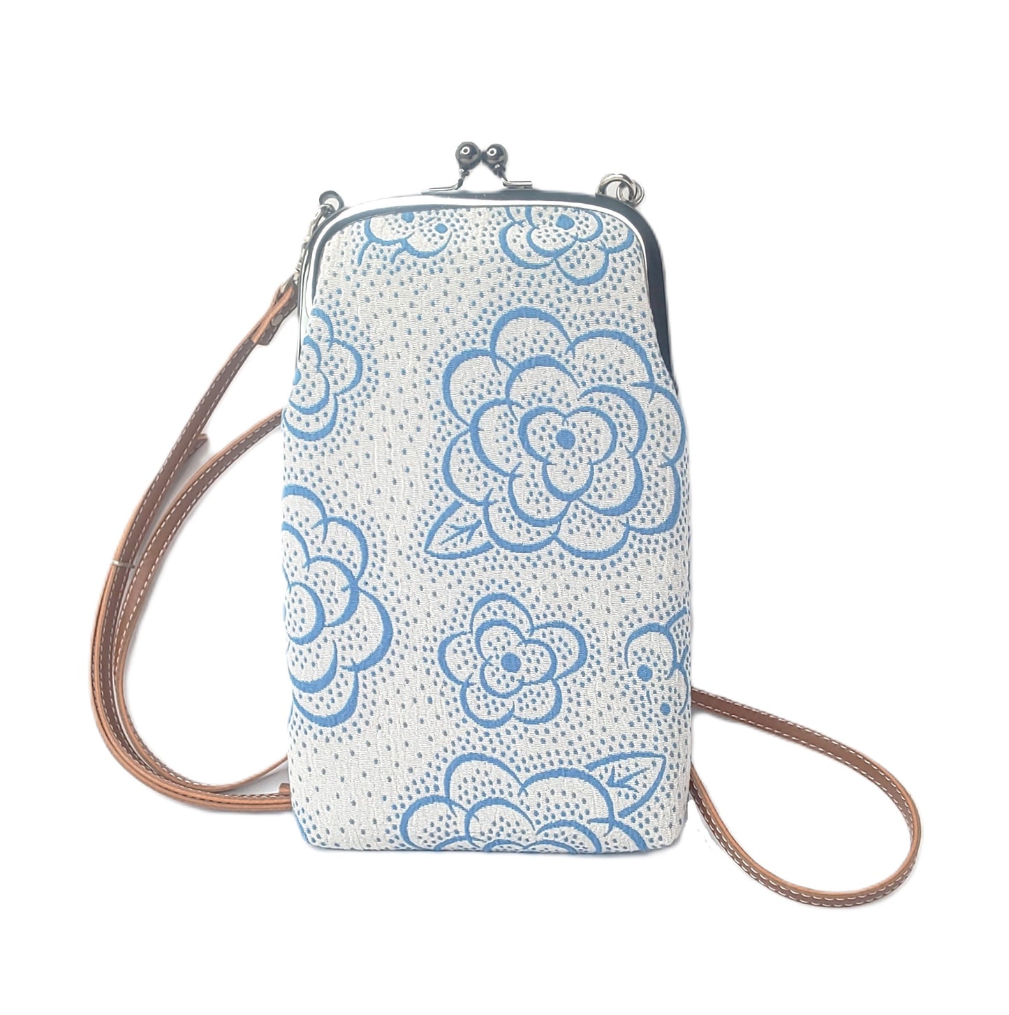 Sac à bandoulière Chirimen Tsubaki Camélia Blue