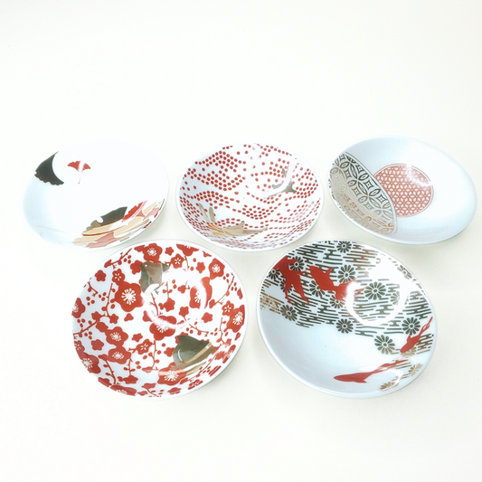 Ensemble de 5 Tasses à Saké Mino-yaki – Tasses japonaises en porcelaine