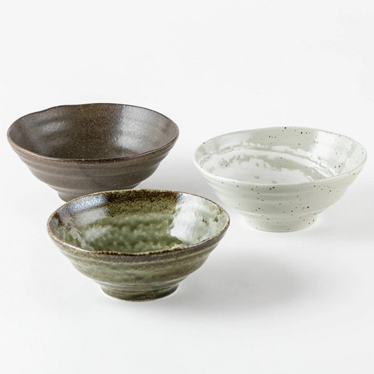 Lot de 3 bols à ramen Mino-yaki – Bols japonais en porcelaine