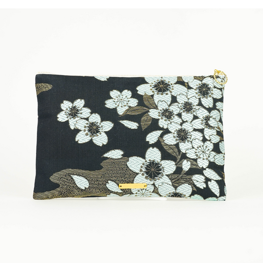 【Pièce unique】Pochette Nishijin Sakura Noir – Pochette japonaise en soie