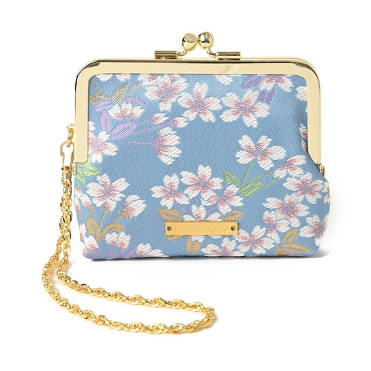 Porte-monnaie Nishijin Sakura Bleu – Porte-monnaie japonais en textile Nishijin-ori