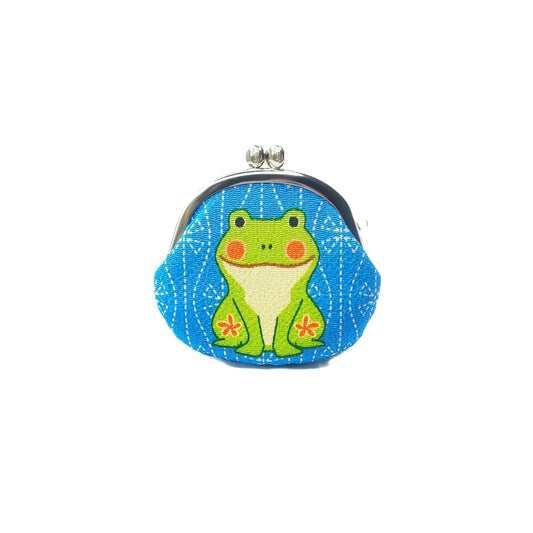 Porte-monnaie en Tango-chirimen – Motif Kaeru Grenouille porte-bonheur