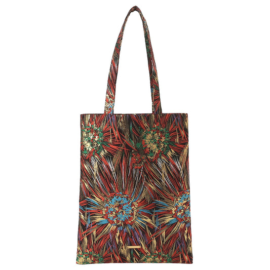 Sac fourre-tout Nishijin Hanabi Feux d’artifice Rouge – Sac japonais en textile Nishijin-ori