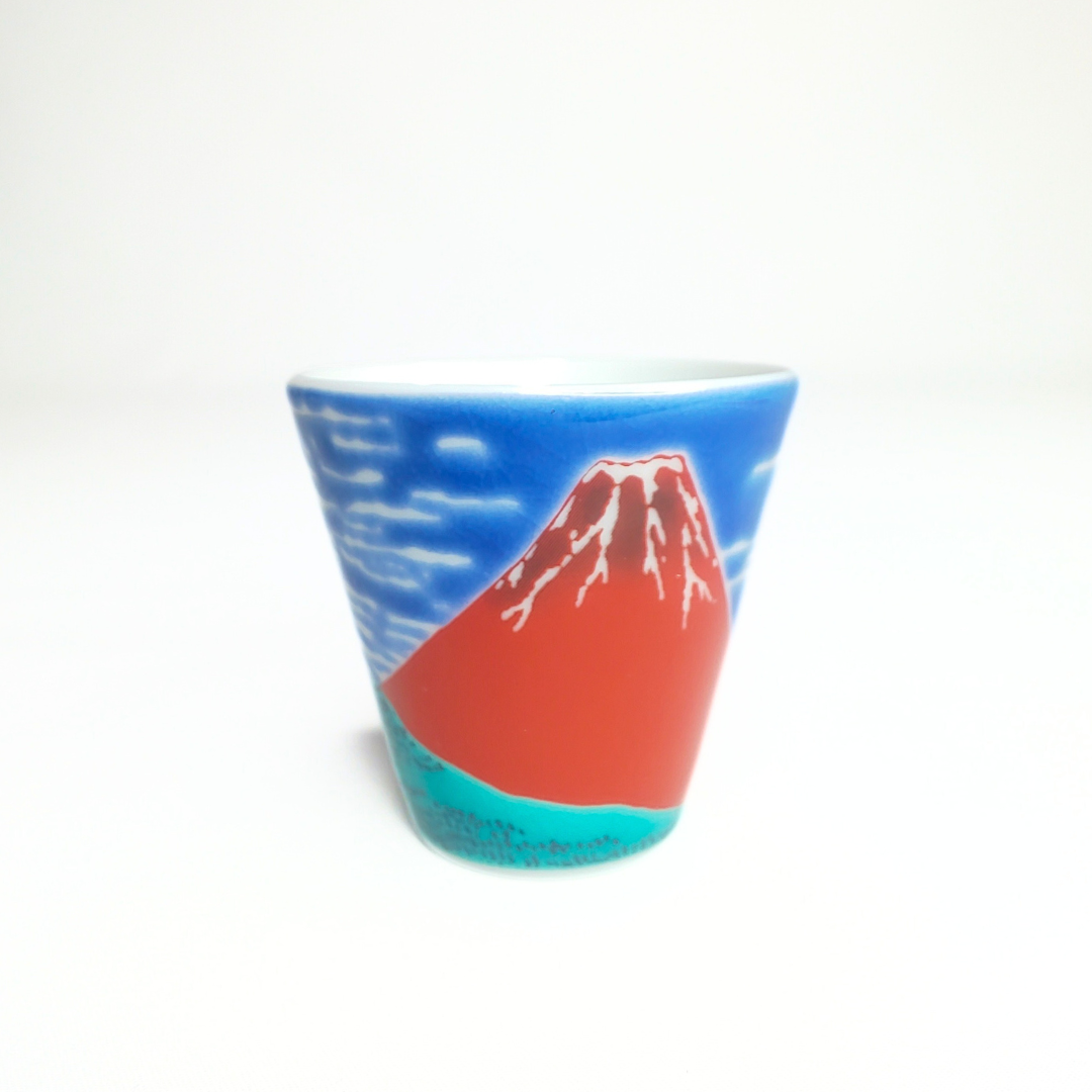 Tasse à Saké ou Expresso Kutani-yaki Fuji Rouge – Tasse japonaise en porcelaine