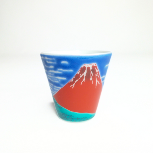 Tasse à Saké ou Expresso Kutani-yaki Fuji Rouge – Tasse japonaise en porcelaine