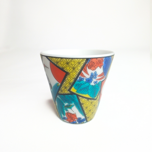 Tasse à Saké ou Expresso Kutani-yaki Hanafuda – Tasse japonaise en porcelaine